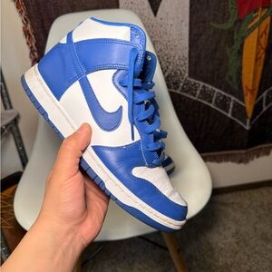 Nike Dunk Blue and White High-Top Sneakers